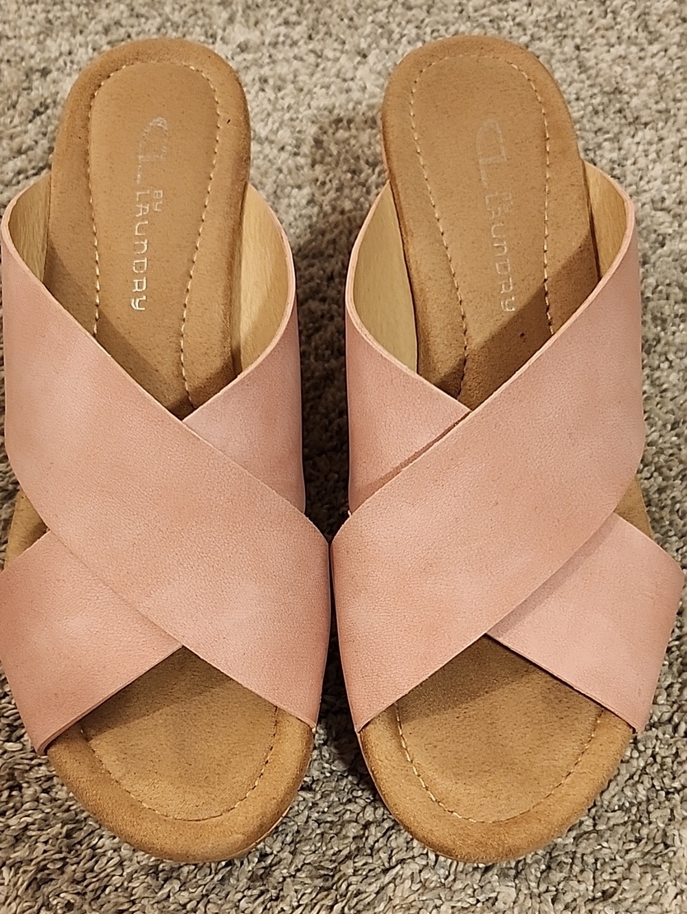 Chinese Laundry Blush Pink Crisscross Slide Mules